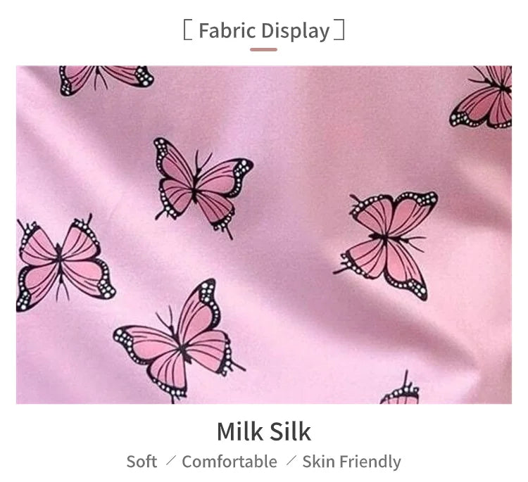 Women's Sleepwear Butterfly Print Lettuce Trim Nightdress Casual Round Neck Backless Mini Slip Dress Soft Comfortable Nightwear