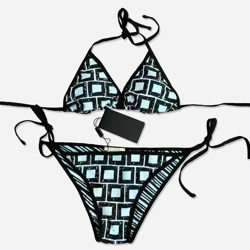 Summer New Women's Outdoor Beach Swimsuit Sexy Hanging Neck Strap Split Bikini