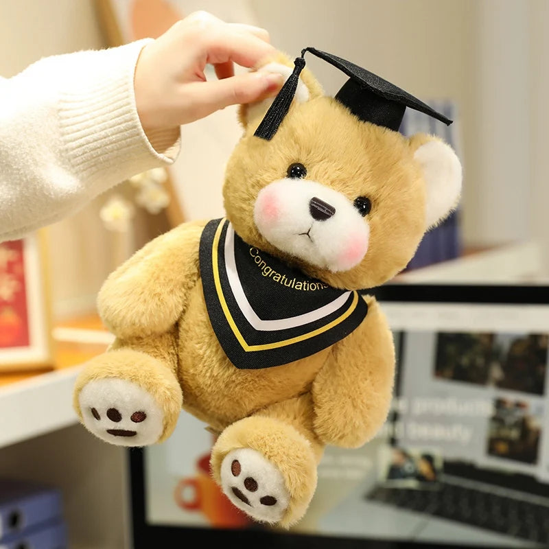 25cm Cute High Quality Doctor Bear Plush Doll Doctor Cap Bow Tie Graduation Bear Animal Stuffed Home Decor For Students Gift