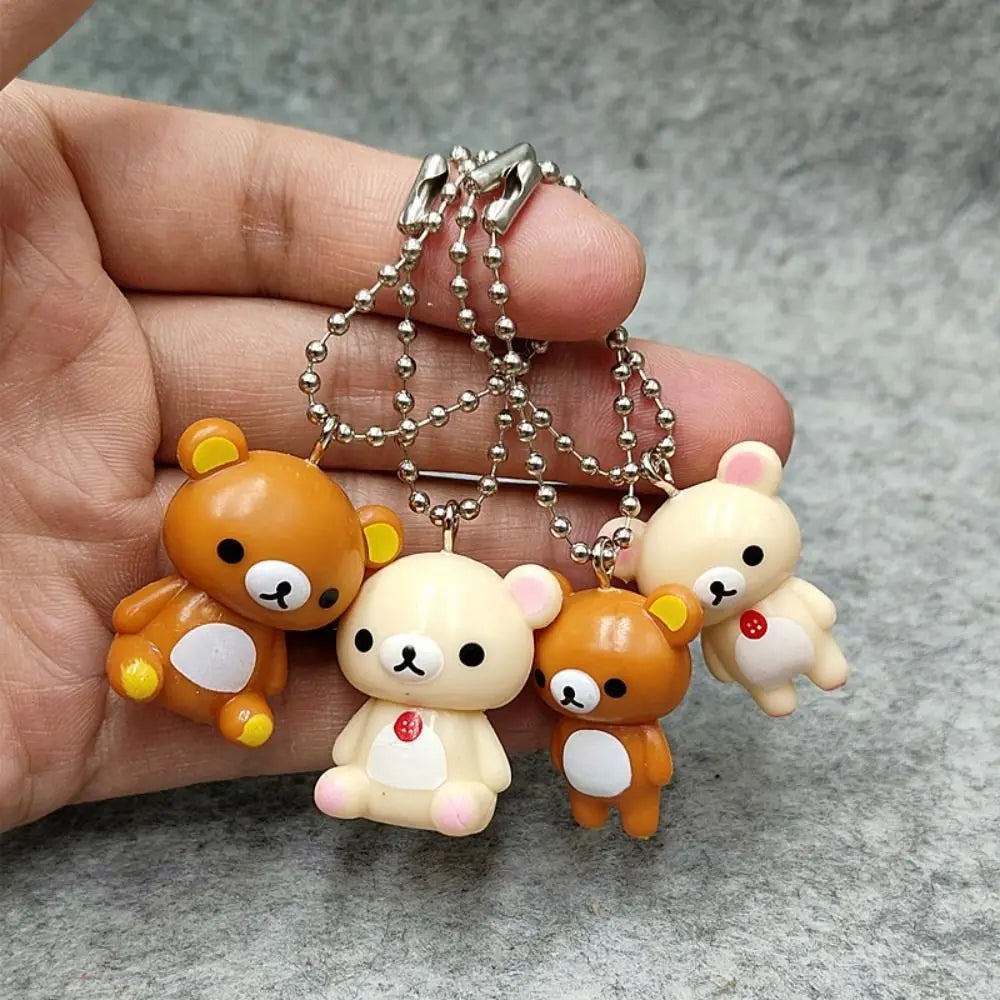 New Kawaii Style Rilakkuma Key Chain Cute DIY Lazybear Doll Couple Design Mini Bags Accessories