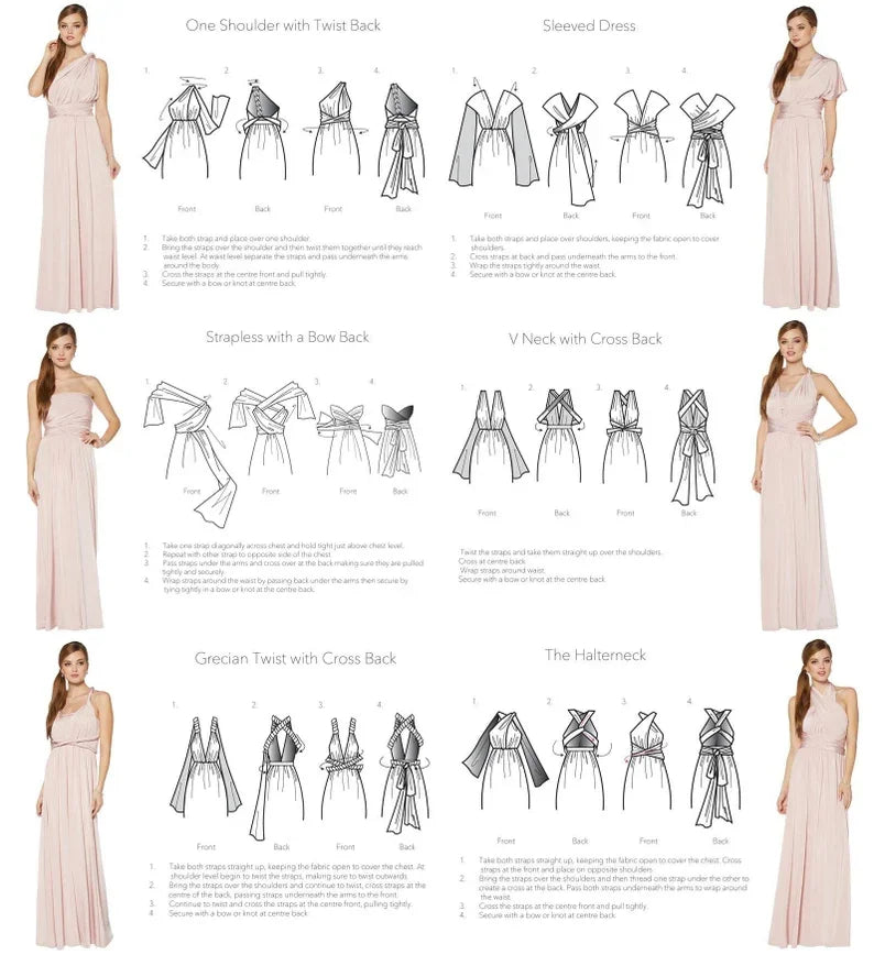 Formal Dress Women Elegant Evening Long Deep V Halter Dress Convertible Multi Way Wrap Maxi Grecian Dresses Wedding Party Dress