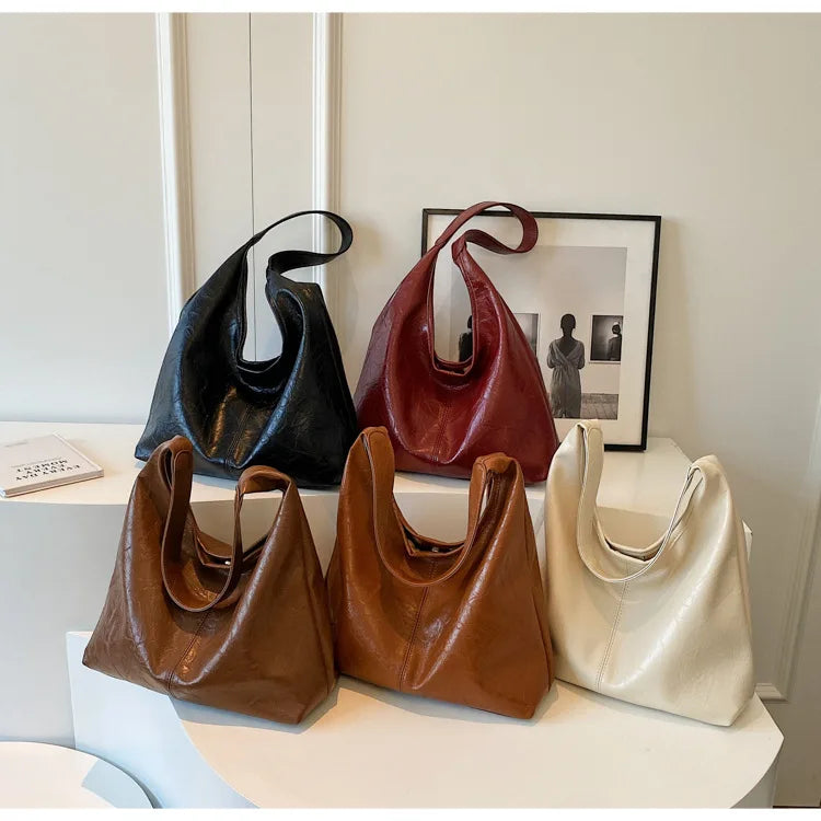 Soft PU Leather Shoulder Bag for Women Wedding Totes All-match Commuter Underarm Bag Bolso Mujer Fashion Large Capacity Handbag