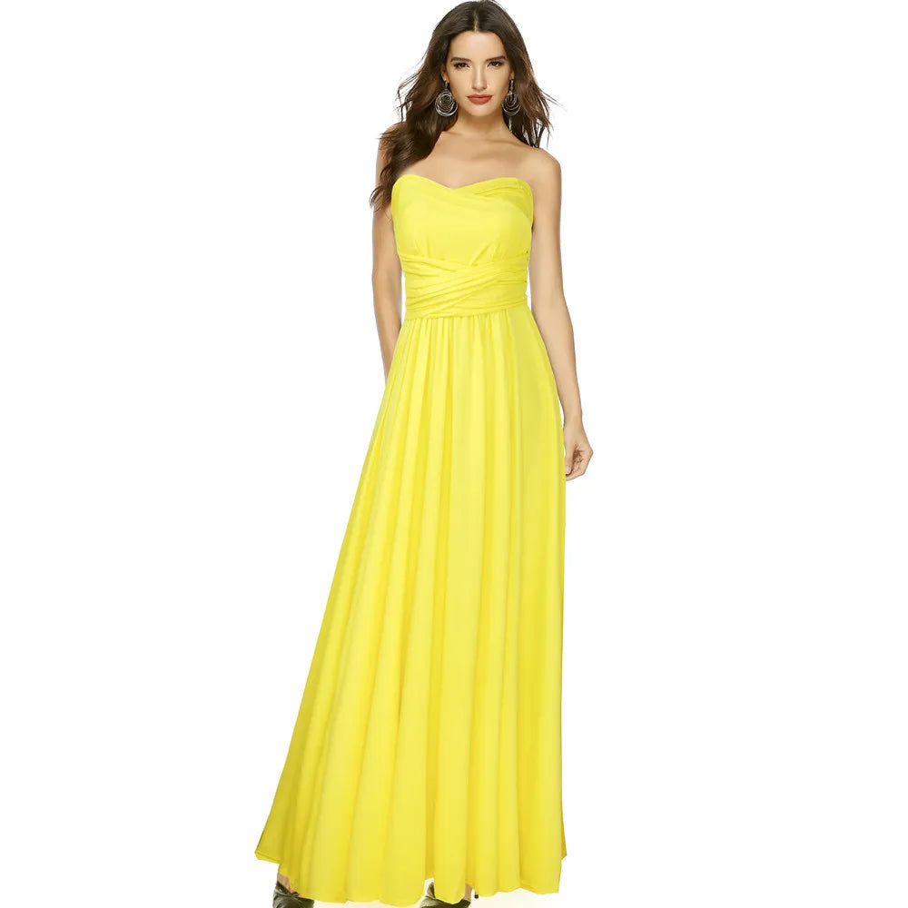 Formal Dress Women Elegant Evening Long Deep V Halter Dress Convertible Multi Way Wrap Maxi Grecian Dresses Wedding Party Dress