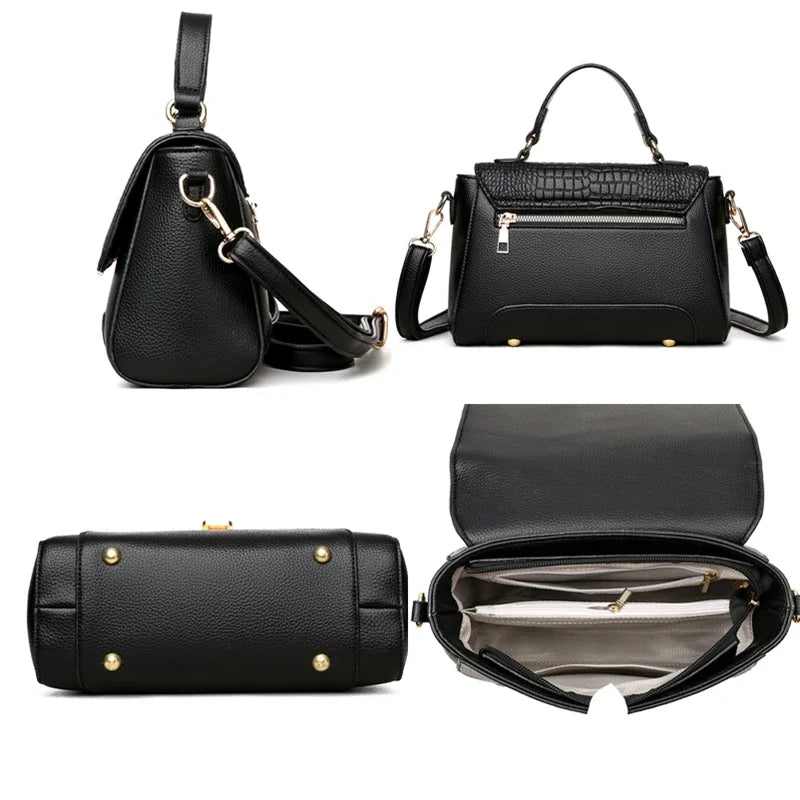 Brand Luxury Large Capacity Multilayer Shoulder Messenger Bag Women High Quality Leather Handbag Design Female Crossbody Tote