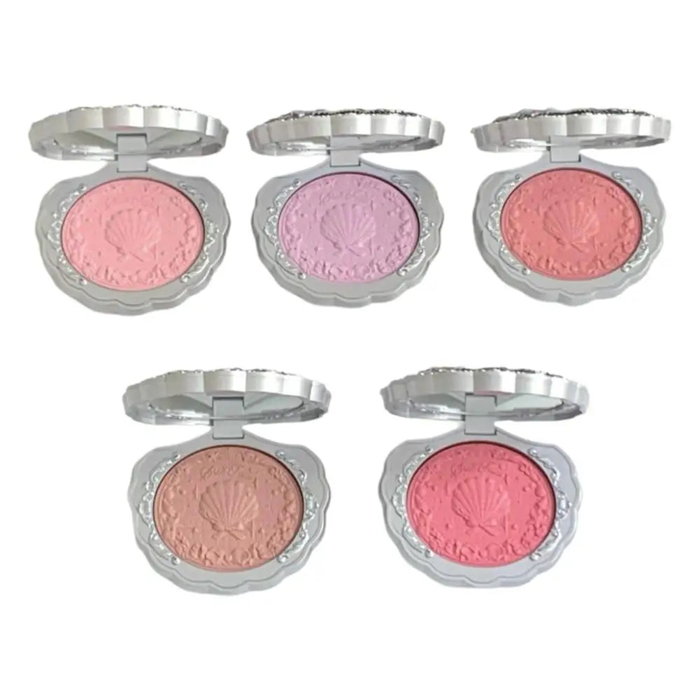Shell Pearl Blush For Flower Knows Relief Matte Silk Satin Embossed Blush Makeup Long Lasting Brighten Blusher Pallet For Gift