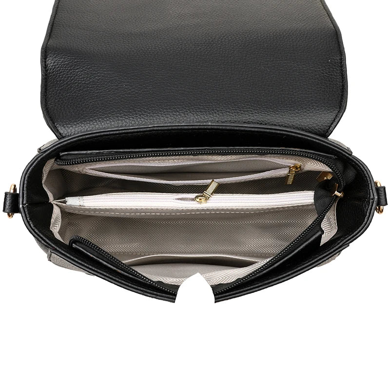 Brand Luxury Large Capacity Multilayer Shoulder Messenger Bag Women High Quality Leather Handbag Design Female Crossbody Tote
