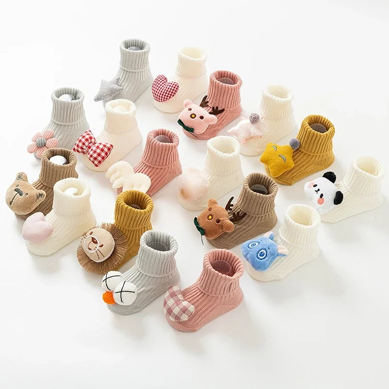 Baby Socks Spring and Autumn Non-slip Floor Socks Newborn Baby Cartoon 3D Doll Toddler Socks 0-24 Months