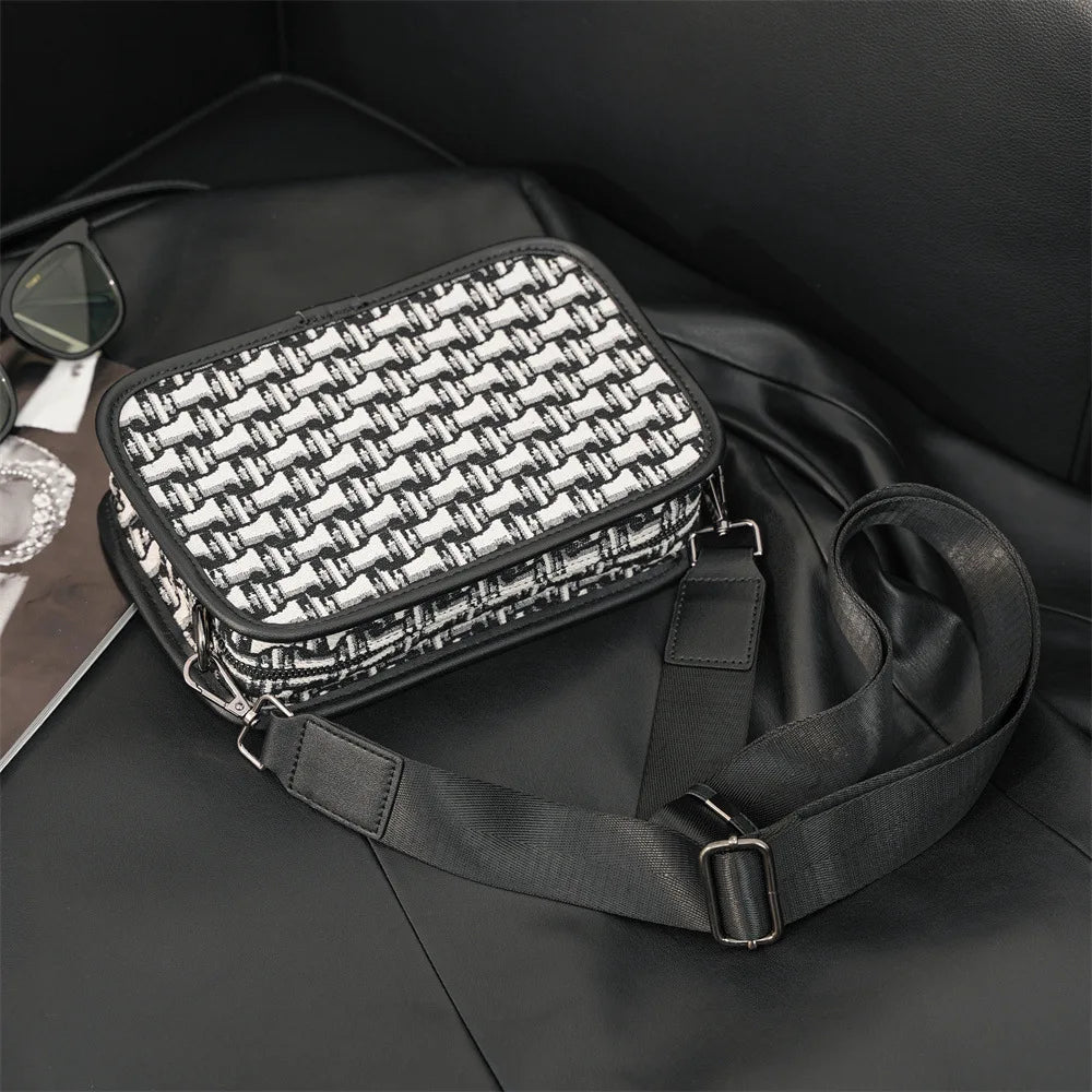 Fashion Men's Crossbody Bag Brand Designer Jacquard Canvas Crossbody Shoulder Bags For Men Small Square Shoulder Messenger Bag
