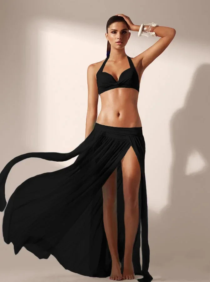 Beach Skirt Elastic Waist Bikini Blouse Swimsuit Jacket Women's Gauze Skirt Seaside Holiday Leisure New Spring and Summer
