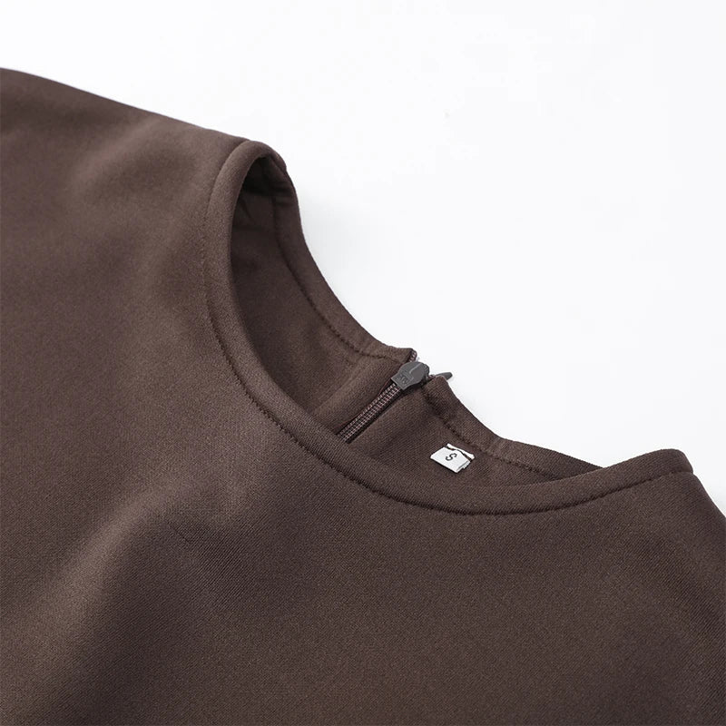 Chic Splicing Brown Half Sleeve Maxi Dress Women's Casual Pleated A-line Slim Vestidos Female Office Commute Street Robes