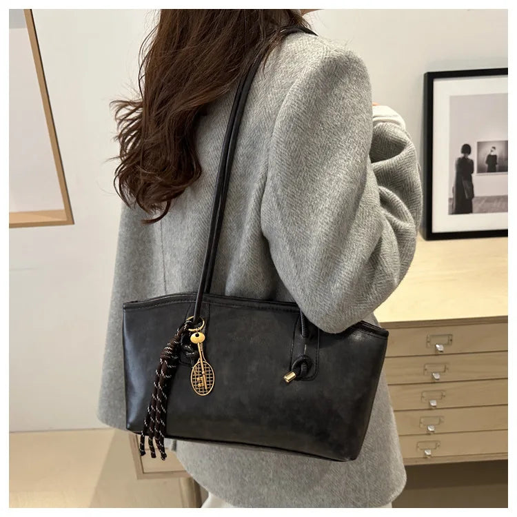 PU Leather Shoulder Bag for Women Y2K Trend 2025 Fashion Girls Handbags Large Capacity Female Crossbody Bag Retro Tote Bag