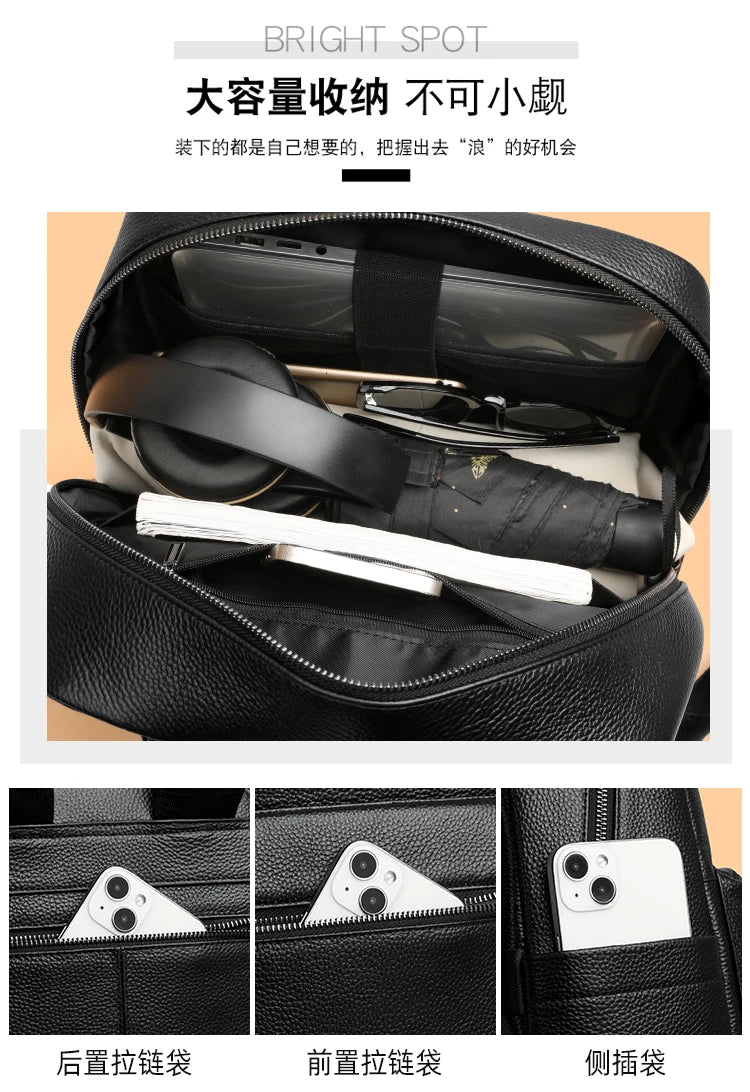 100% Genuine Leather Men Backpacks Natural Skin Leather Students Backpack Yong Boys College Backpack Shoolbag Travel Bags SAC