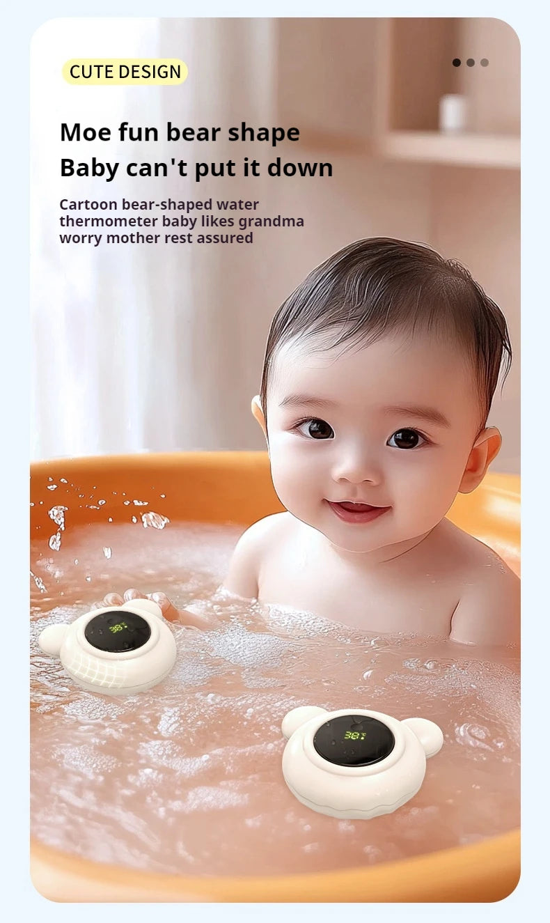 1pc Little Bear Baby Water Temperature Gauge, Button Cell Child/Baby Bath Digital Temperature Gauge - Home Use