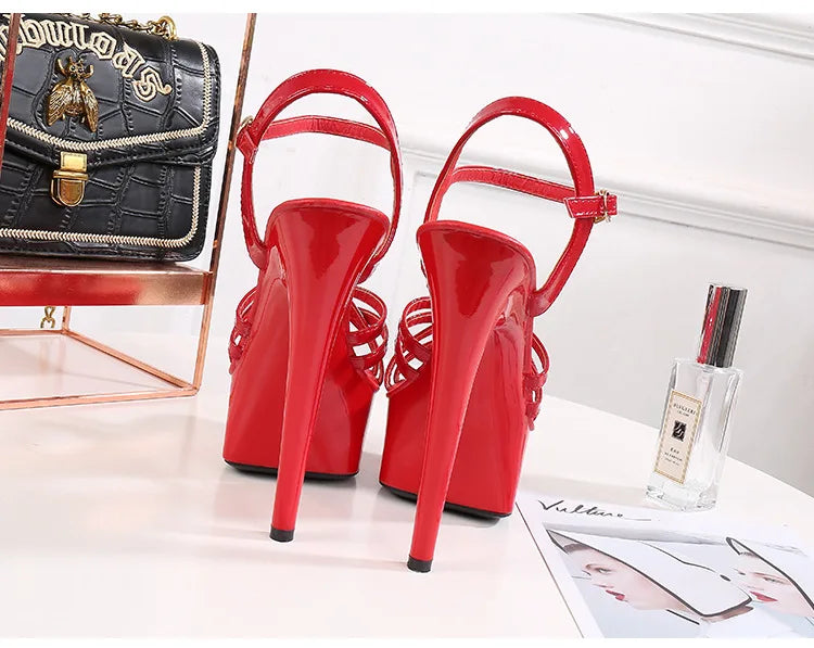 Women's summer multi-color sandals waterproof platform 15cm thick bottom fine heeled high heels