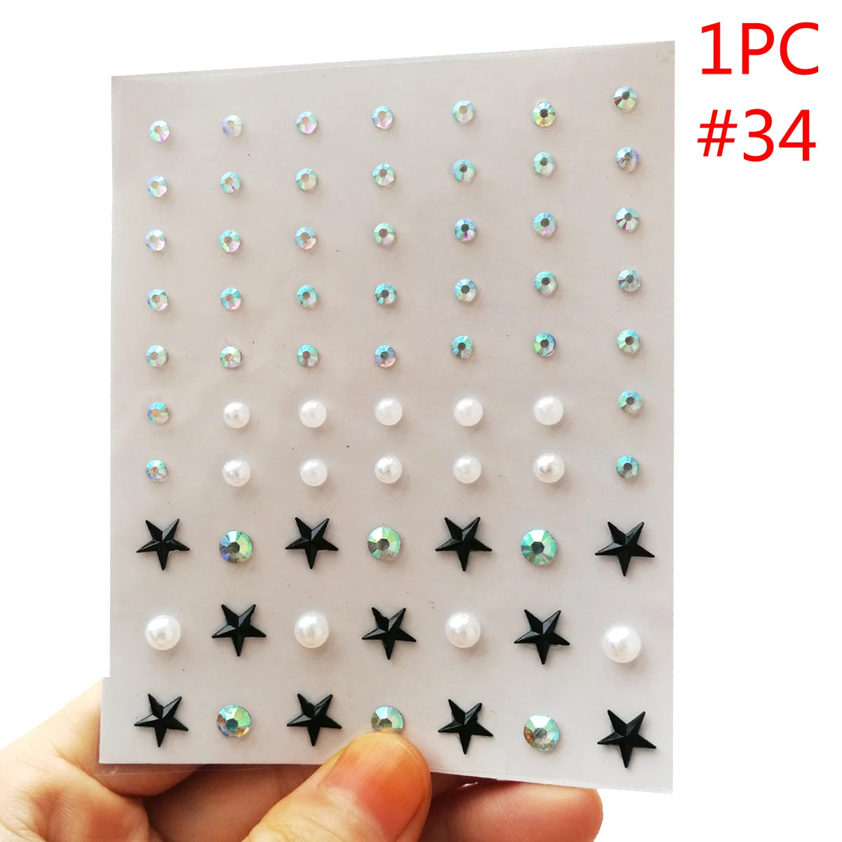 3D Eyes Face Makeup Temporary Tattoo Self Adhesive Beauty White Pearl Jewels Stickers Festival Body Art Decorations Nail Diamond