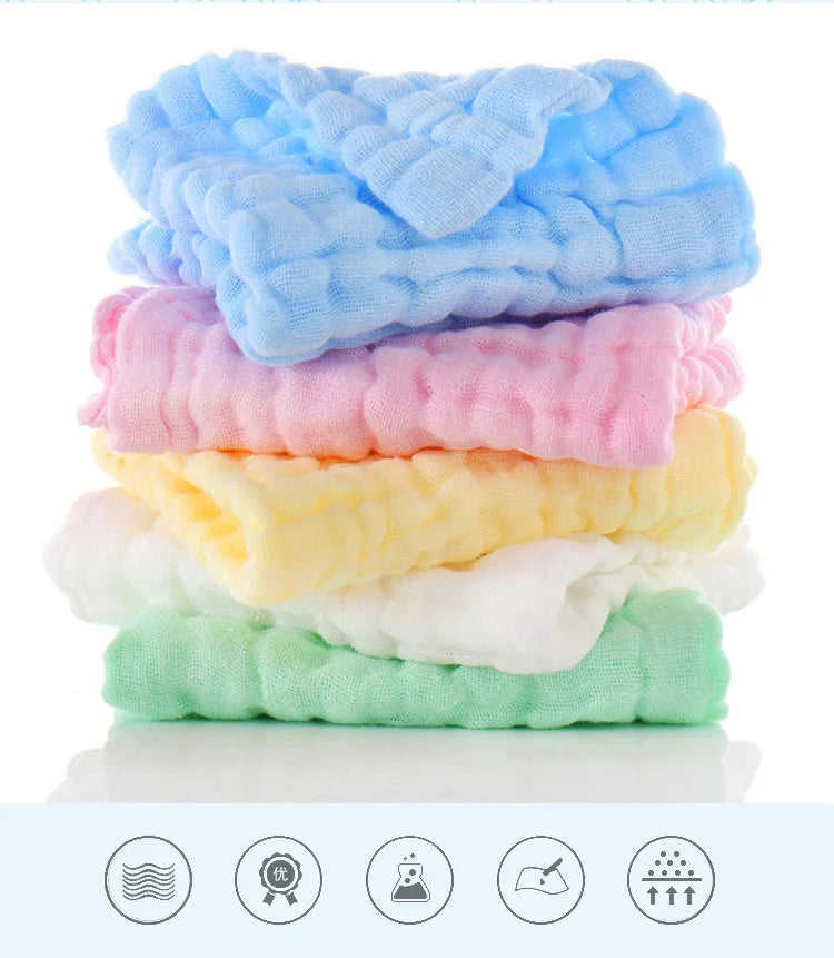 5Pcs 30x30cm Baby Towel Bath Towels Face Washcloth Muslin Squares Cotton Hand Wipe Gauze for Bathing Feeding Kids Handkerchief