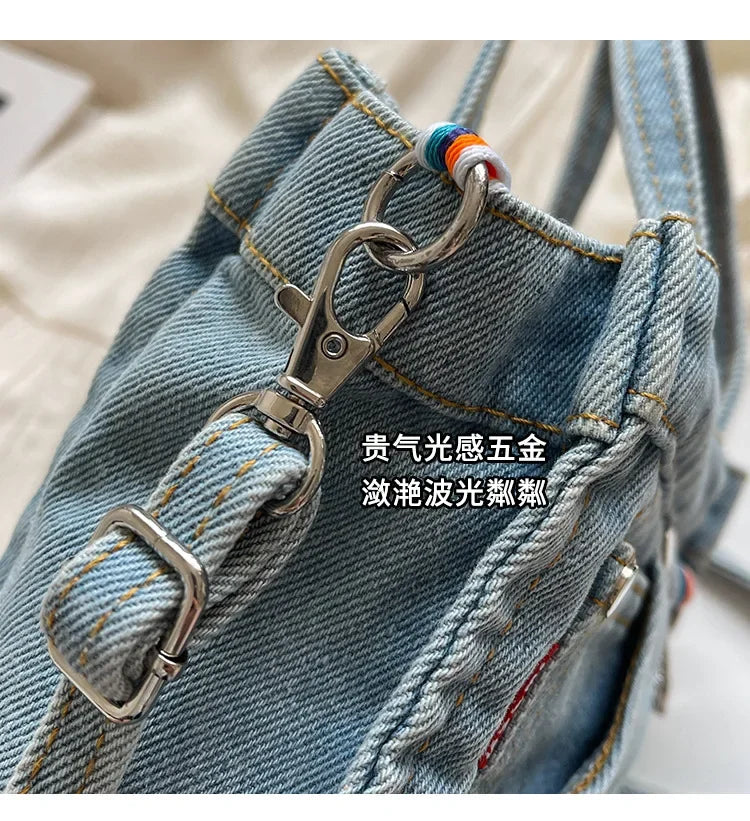 Ladies' Crossbody Bags Creative Retro Washed Denim Personalized Fashionable Verstaile Handbags High-quality Shoulder Bags Girl