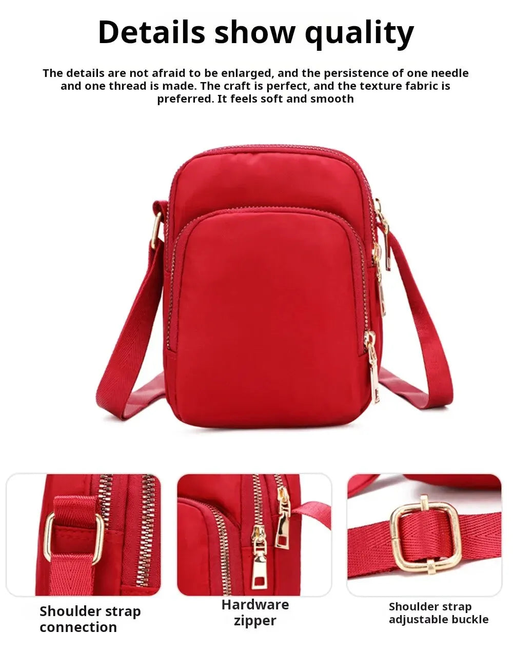 Women Bag Waterproof Shoulder Bag Crossbody Zipper Mobile Phone Lady Female Multifunction Handbag Wrist Purse Womens Pouch