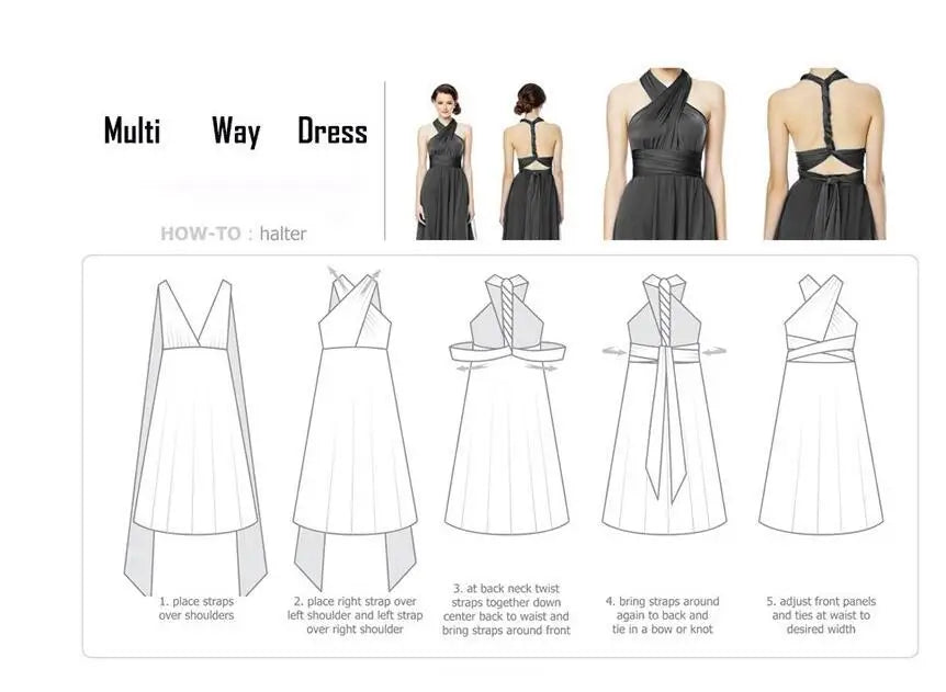 Formal Dress Women Elegant Evening Long Deep V Halter Dress Convertible Multi Way Wrap Maxi Grecian Dresses Wedding Party Dress