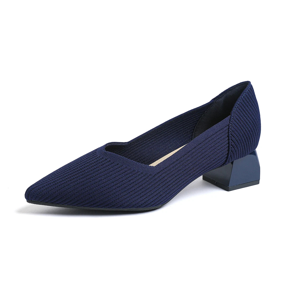 New Women's High Heels Large 42/43 Fashion Pointed Anti slip Rubber Bottom Knitted Breathable Shoes
