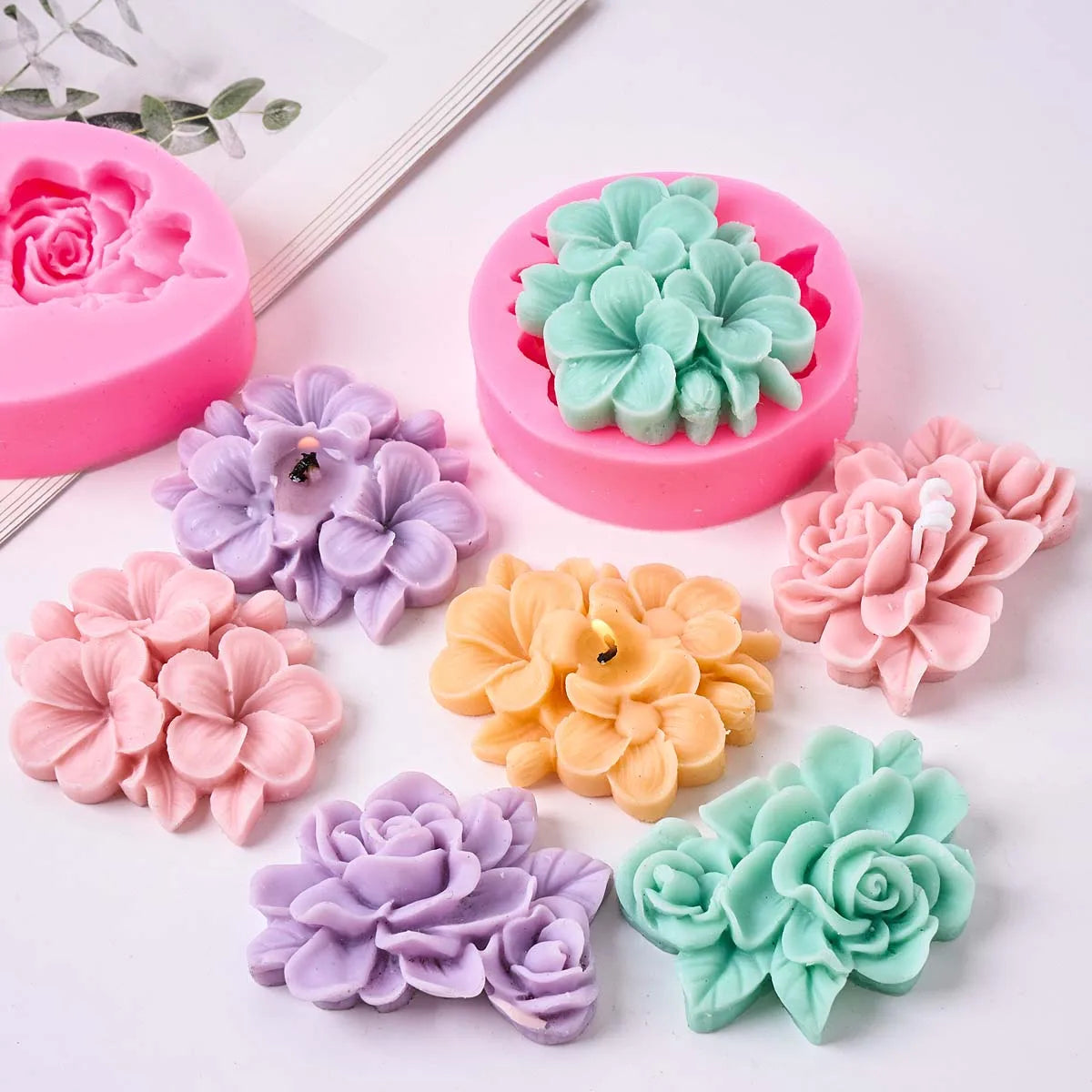 Frangipani Gardenia Flower Silicone Candle Mold DIY Handmade Soap Soy Wax Scented Candle Plaster Ornaments Molds Home Decor