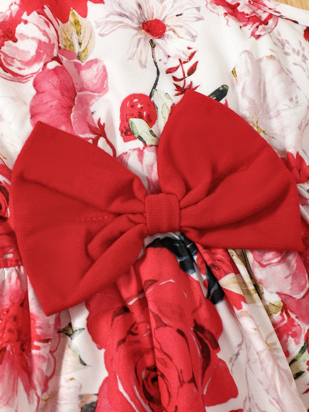 2PC Children's New Hanging Strap Flower Bow Skirt Bubble Sleeves Shawl Skirt Suitable for Girls Aged 1-6 Summer Fashion Dress