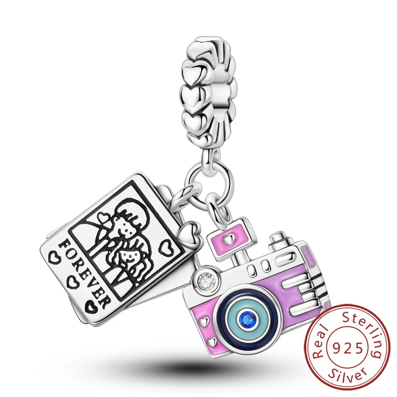 925 Sterling Silver Charms Bead Dangle Airplane Luggage Passport Travel Charms Fit Original Charms Bracelet Jewelry Gift
