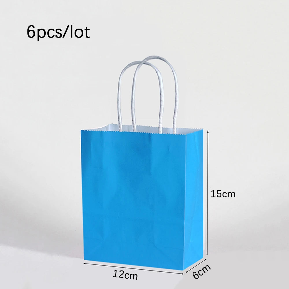 6pcs Macaron Paper Gift Bags Candy Gift Packaging Bags Kids Birthday Party Treat Bags Decoration Baby Shower Wedding Supplies