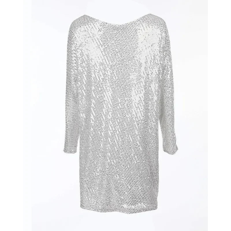 Sexy Slim-Fit Sequined Mini Dress Autumn and Winter New Dress Women Long Sleeve Off Shoulder Slash Neck Party Formal Dress