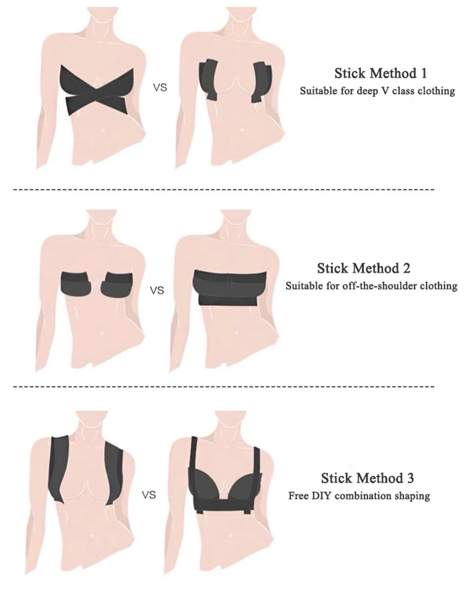 Boobtape for Breast Lift with Petals Sticky Adhesive Bra Tape Push Up Boobytape for Large Breasts Invisible Nipple Covers