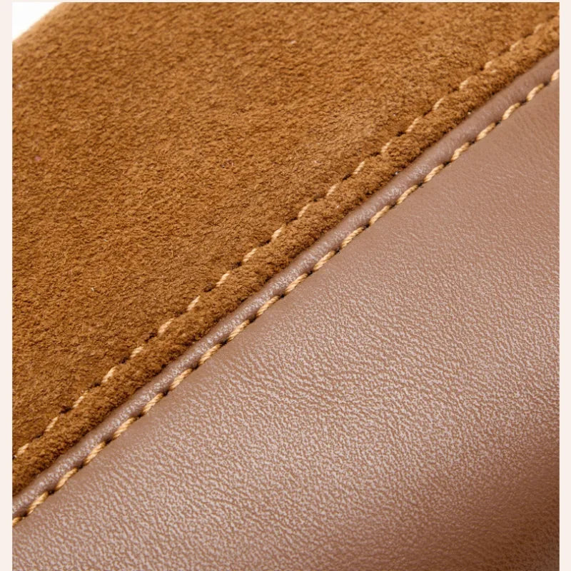 2025 New Autumn Winter Women's Natural Suede Leather Crossbody Bag Luxury Designer Genuine Leather Commuting Messenger Bag