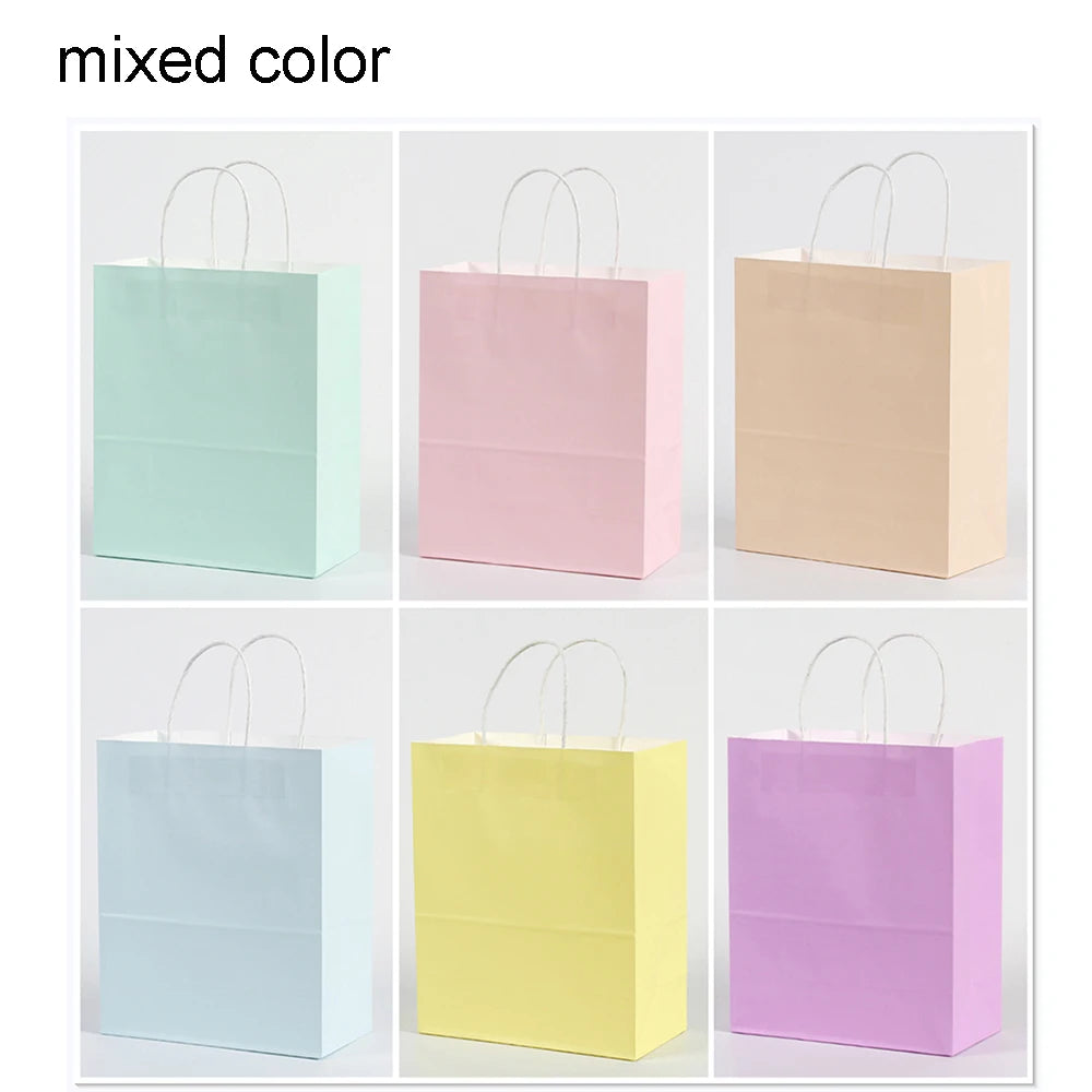 6pcs Macaron Paper Gift Bags Candy Gift Packaging Bags Kids Birthday Party Treat Bags Decoration Baby Shower Wedding Supplies