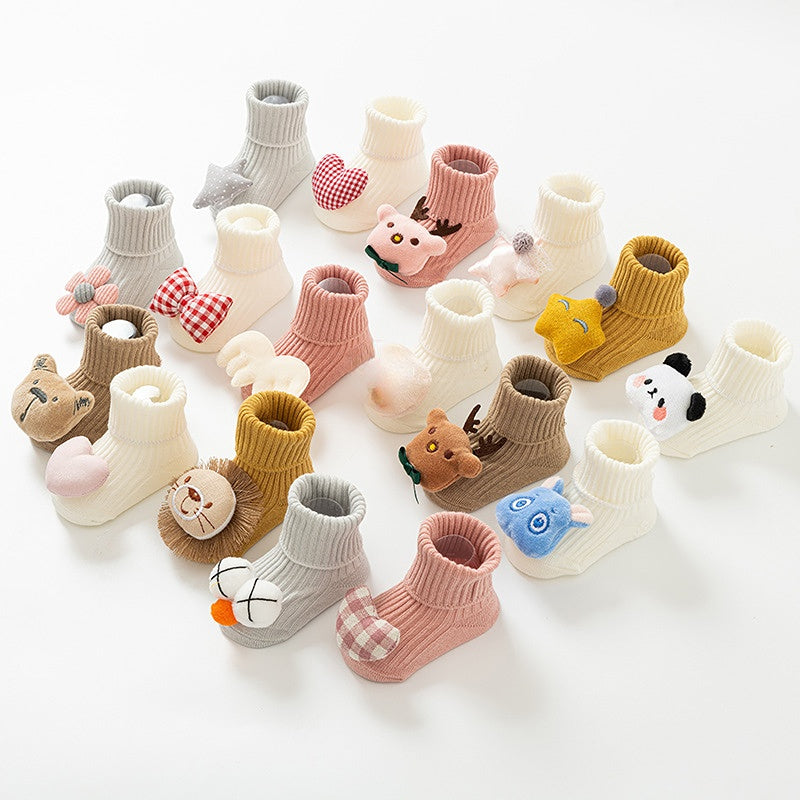 Baby Socks Spring and Autumn Non-slip Floor Socks Newborn Baby Cartoon 3D Doll Toddler Socks 0-24 Months
