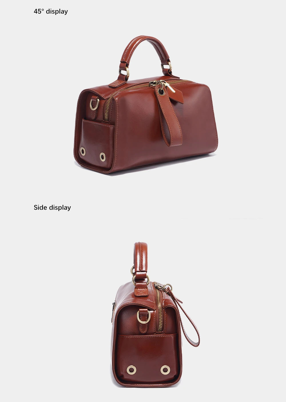 Zency Oil Wax Leather Vintage Green Handbag Women Shoulder Bag Satchel Black Wave Pattern Wide Strap Classic Boston Bag Purse