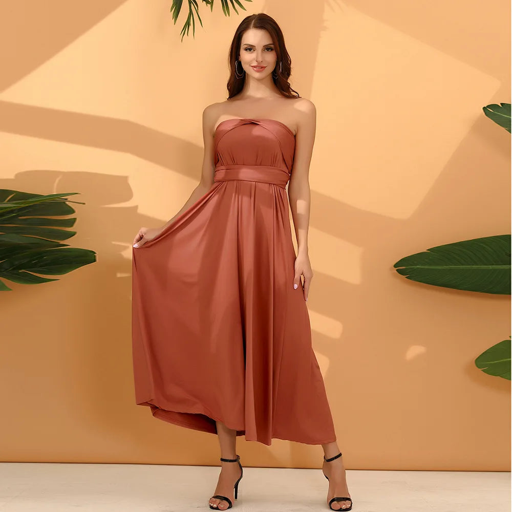 Formal Dress Women Elegant Evening Long Deep V Halter Dress Convertible Multi Way Wrap Maxi Grecian Dresses Wedding Party Dress