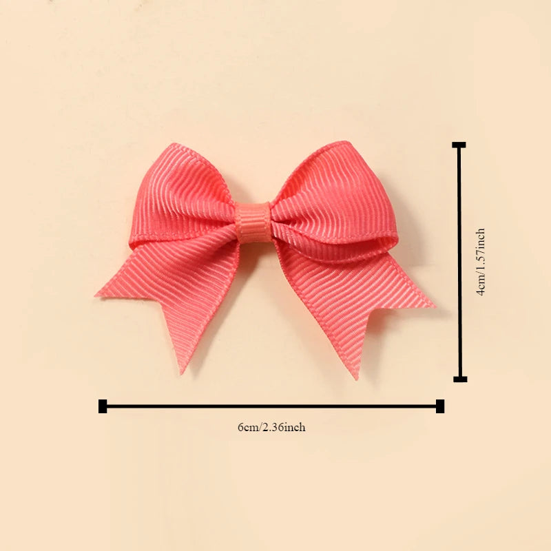 10Pcs/Set New Cute Solid Ribbon Bowknot Hair Clips for Baby Girls Handmade Bows Hairpin Barrettes Headwear Baby Hair Accessories