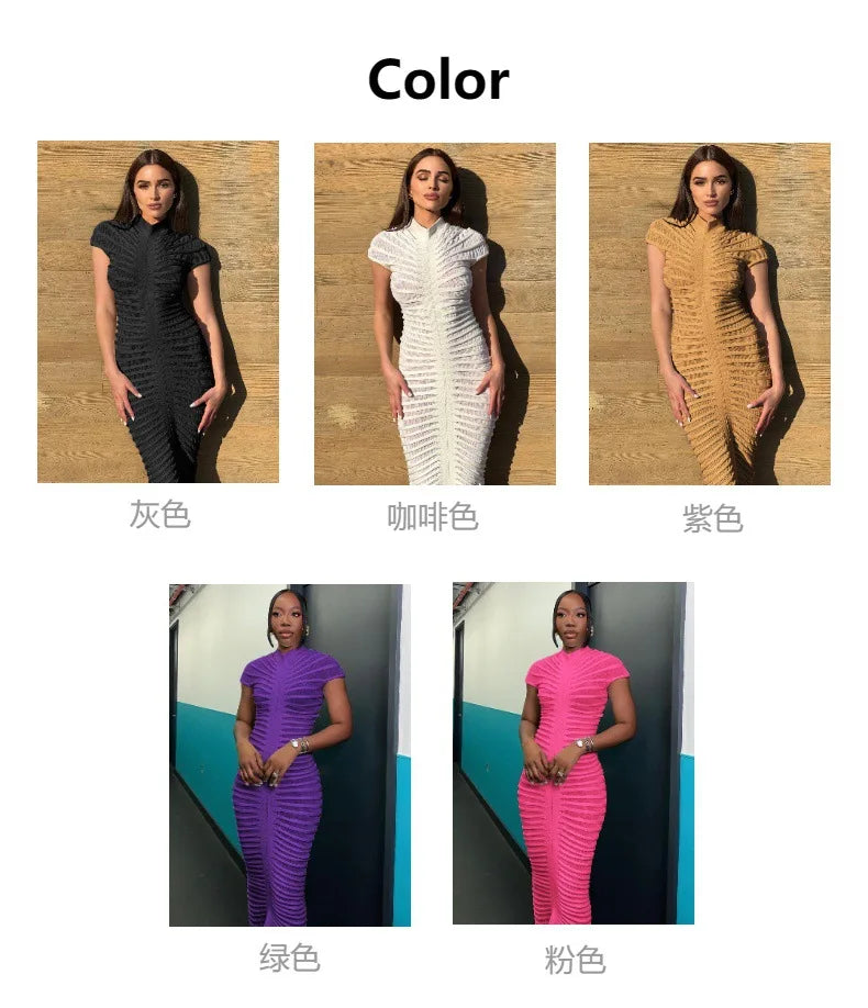 Sexy Bodycon Long Dress Women Summer Slim Fashion Short Sleeve Bandage Maxi Party Dresses Woman Skirt Elegant Vestidos