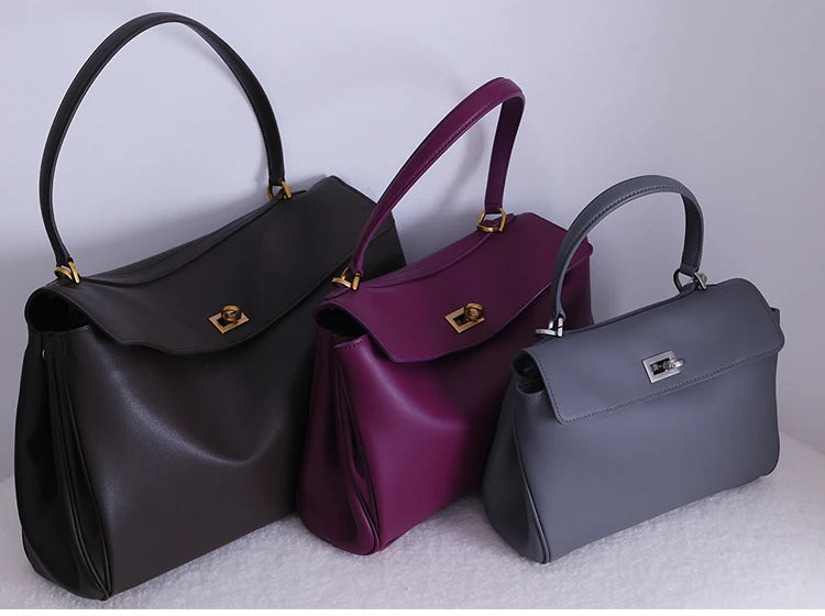 Tote bag Fashion high-end leather large capacity hand-held shoulder bag Underarm bag