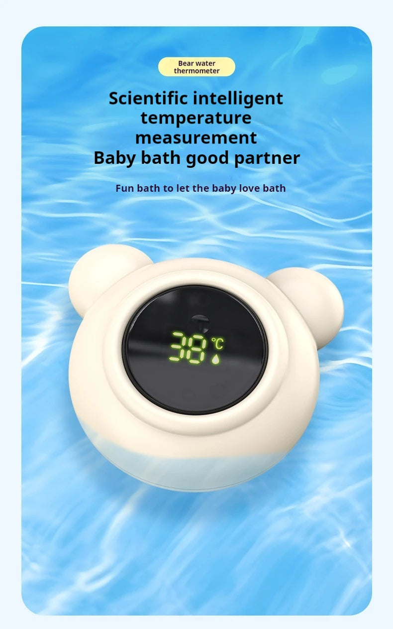 1pc Little Bear Baby Water Temperature Gauge, Button Cell Child/Baby Bath Digital Temperature Gauge - Home Use