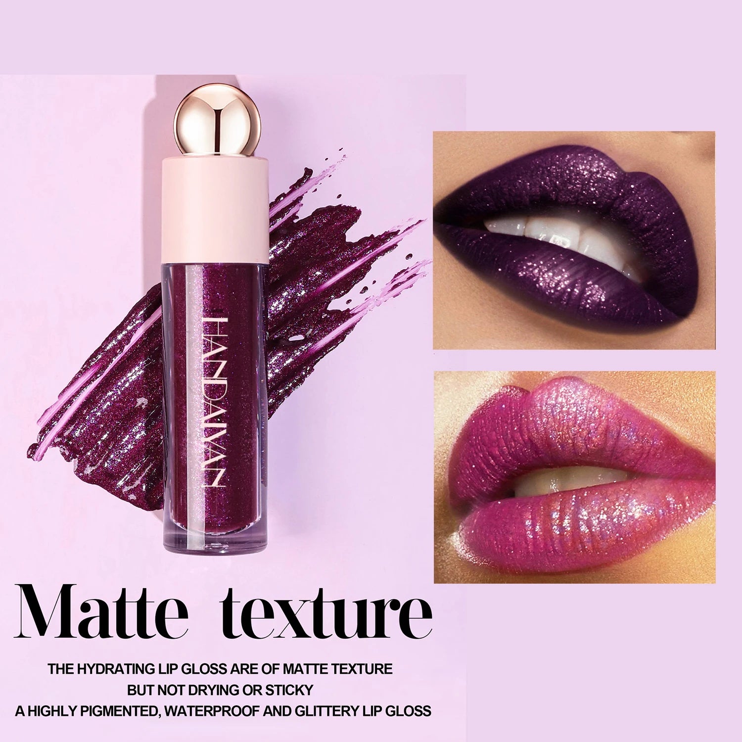 Matte Glitter Liquid Lipstick Diamond Shiny Lip Gloss Waterproof Long Lasting Shimmer Pearl Lip Glaze Women Lip Tint Makeup