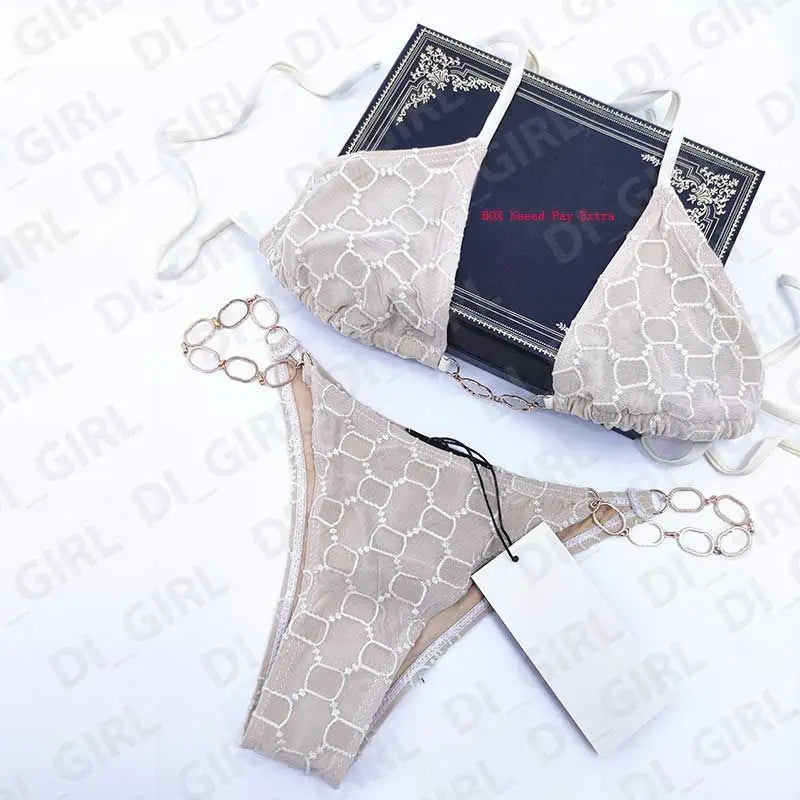 Summer New Women's Outdoor Beach Swimsuit Sexy Hanging Neck Strap Split Bikini