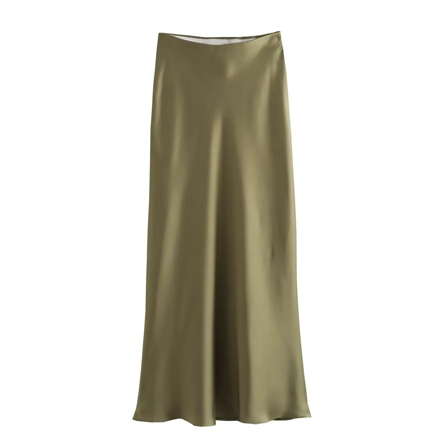 Willshela Black Satin Skirt Woman High Waist Elegant Long Skirts For Women Fashion Summer Midi Skirt Office Women's Skirts