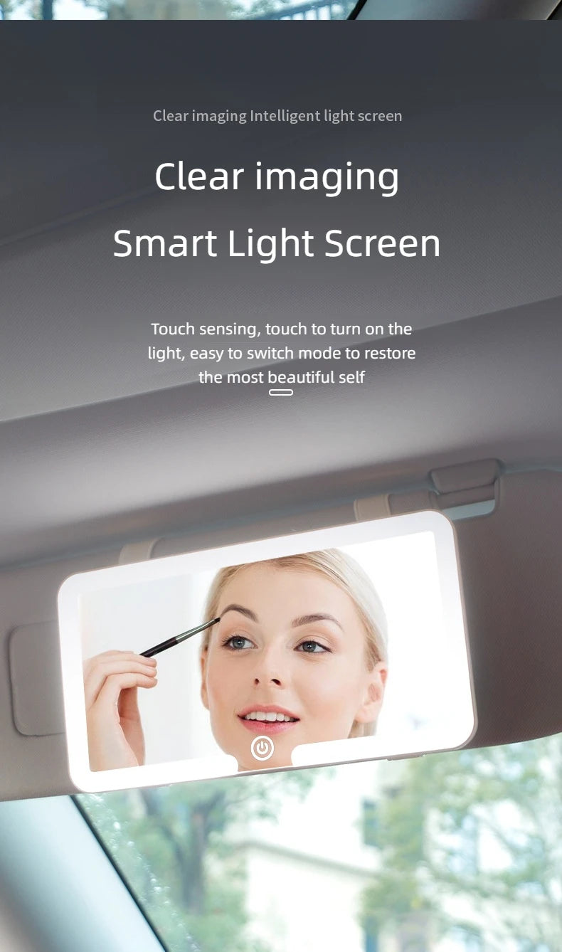 Car Interior Mirrors Sun Visor Plate LED HD Makeup Mirror for Girls Women Rechargeable Fill Light Universal Thin Vanity Mirror