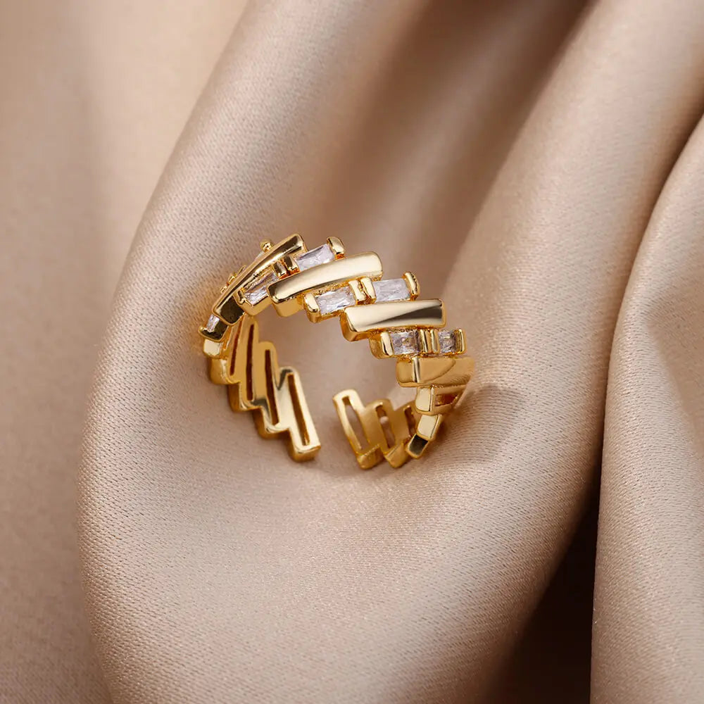 Zircon Heart Rings For Women Stainless Steel Gold Color  Double Heart Ring Wedding Engagement Jewelry Accessories Gift Bijoux