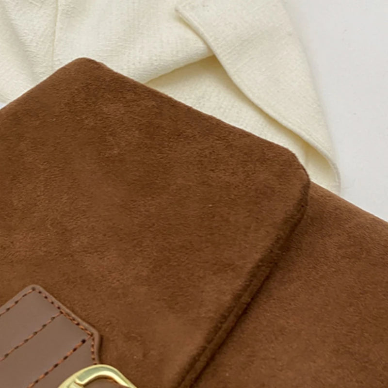 Vintage Brown Suede Soft PU Leather Women Shoulder Bags Large Capacity Crossbody Bag Tote Bag High Quality Fashion Hobo Handbags