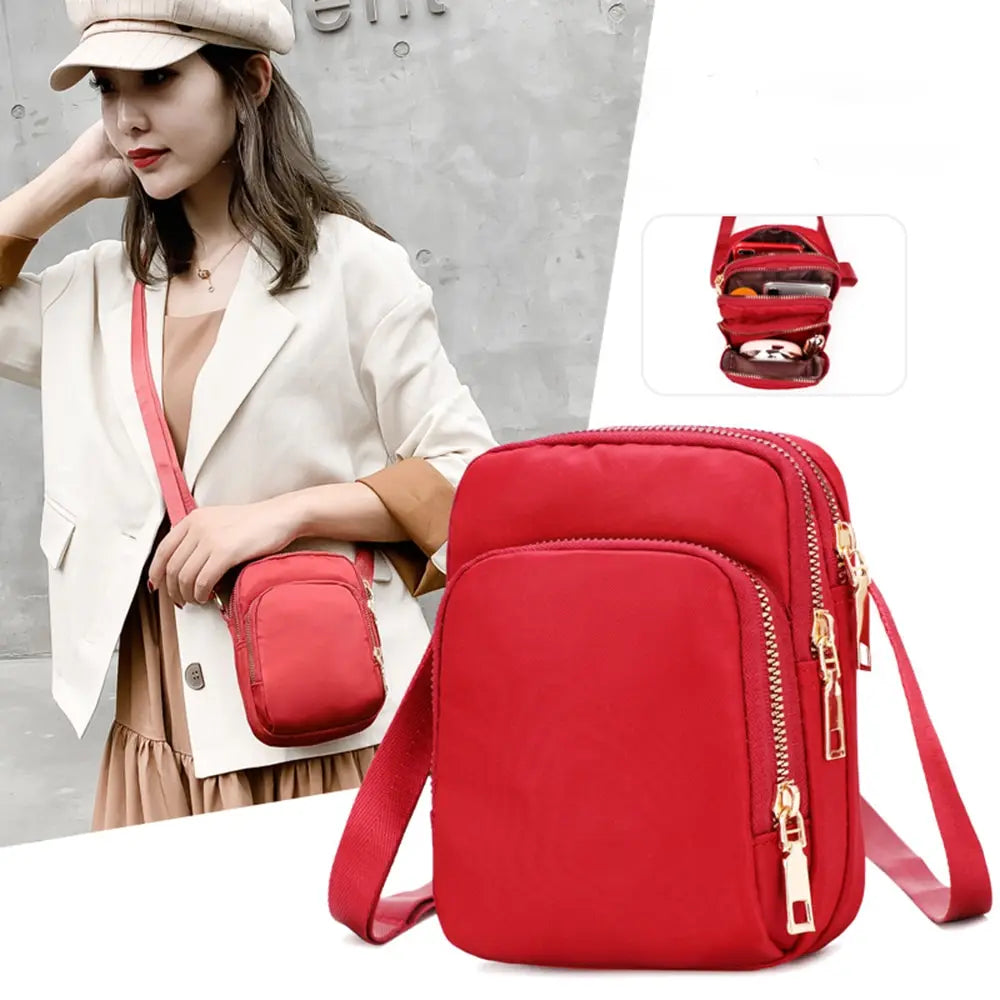 Women Bag Waterproof Shoulder Bag Crossbody Zipper Mobile Phone Lady Female Multifunction Handbag Wrist Purse Womens Pouch
