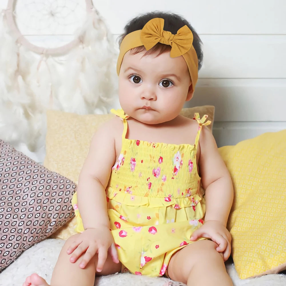 48 colors Baby Bowknot Hairband Broadside Headband Kids Girls Boutique Elastic Protect Turban Headwear Baby Hair Accessories