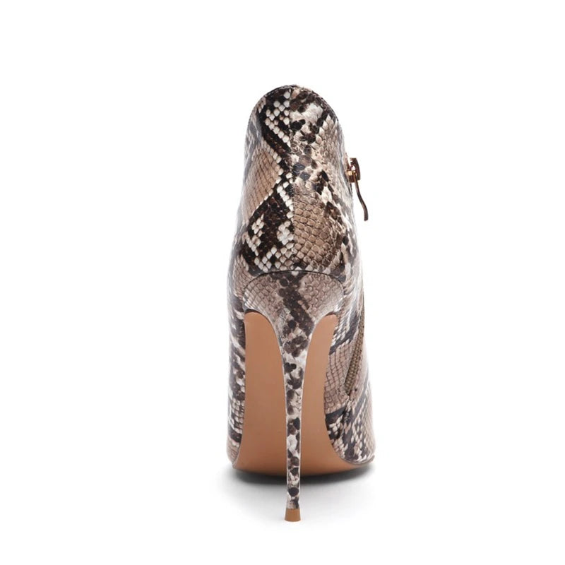 SIMLOVEYO 2021 Boots Snakeprint Thin High Heels Ankle Autumn bootie work shoes big size 45 B1397