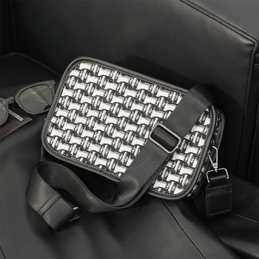 Fashion Men's Crossbody Bag Brand Designer Jacquard Canvas Crossbody Shoulder Bags For Men Small Square Shoulder Messenger Bag