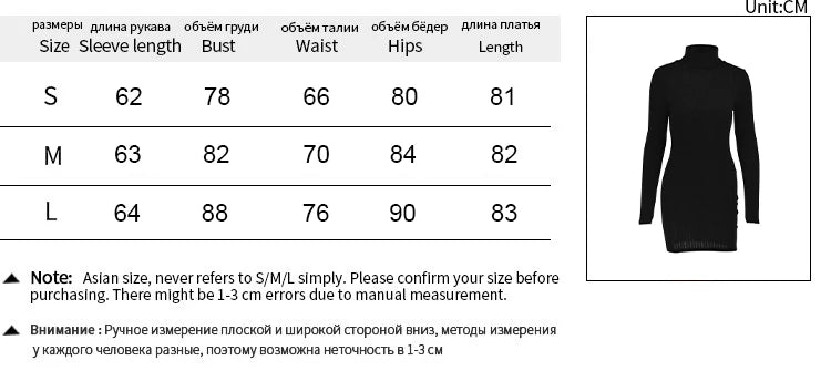 Solid Dresses Autumn Winter New Women Long Sleeves Turtleneck Sexy Bodycon Sheath Mini Dress Club Elegant Party Knitted Dresses